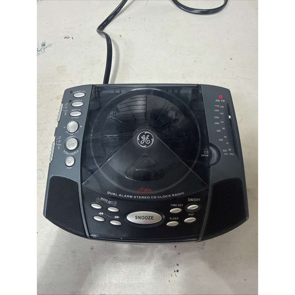 Vintage GE 7-4897A Dual Alarm Stereo CD Clock Radio AM/FM Snooze Tested & Works
